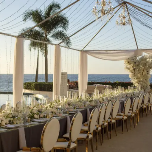 Wedding reception under a clear marquee at Hilton Vallarta Riviera, Puerto Vallarta