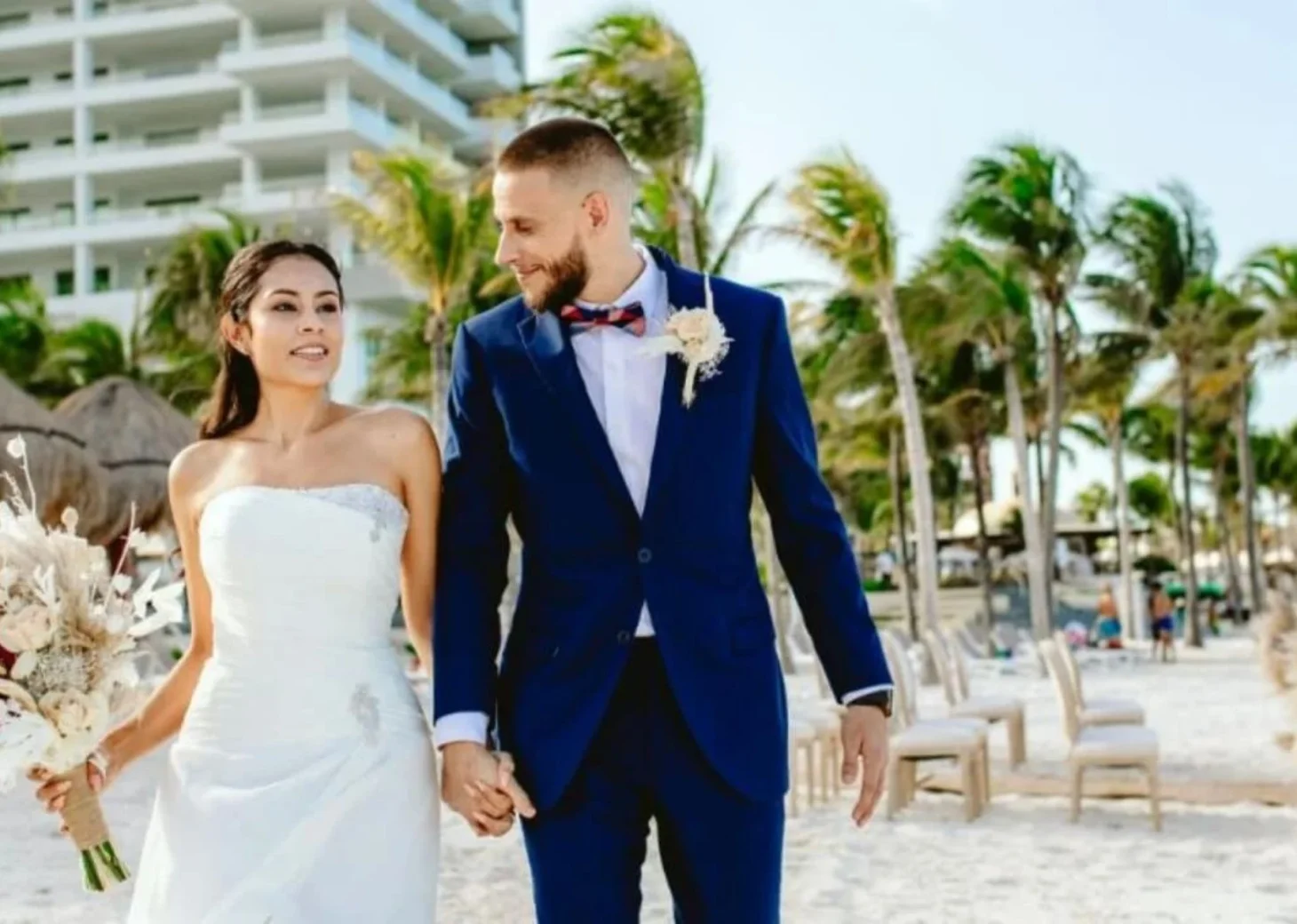 bride and groom at Hotel Mousai Cancun