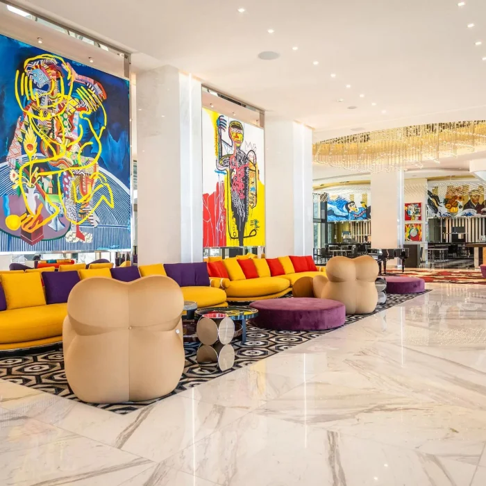 piano bar at the lobby at Hotel Mousai Cancun