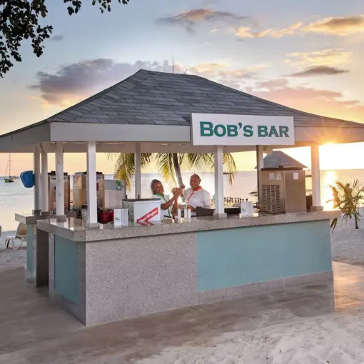 Bob's Bar on the beach at Riu Negril at sunset, Negril