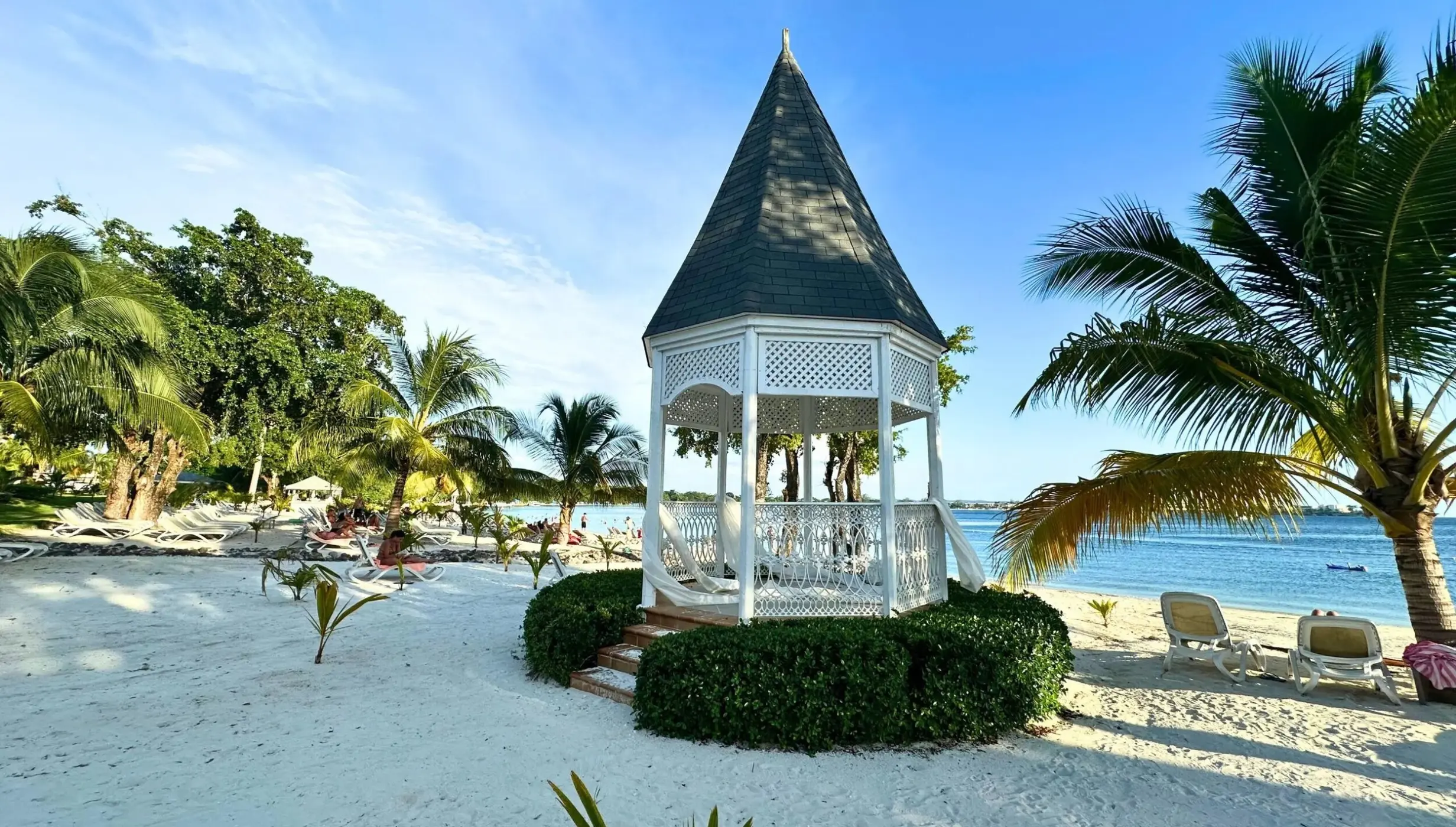 White beach gazebo wedding venue at Hotel Riu Negril, Negril