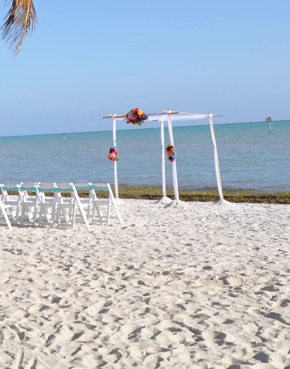 beach wedding setup at Riu Jamaica