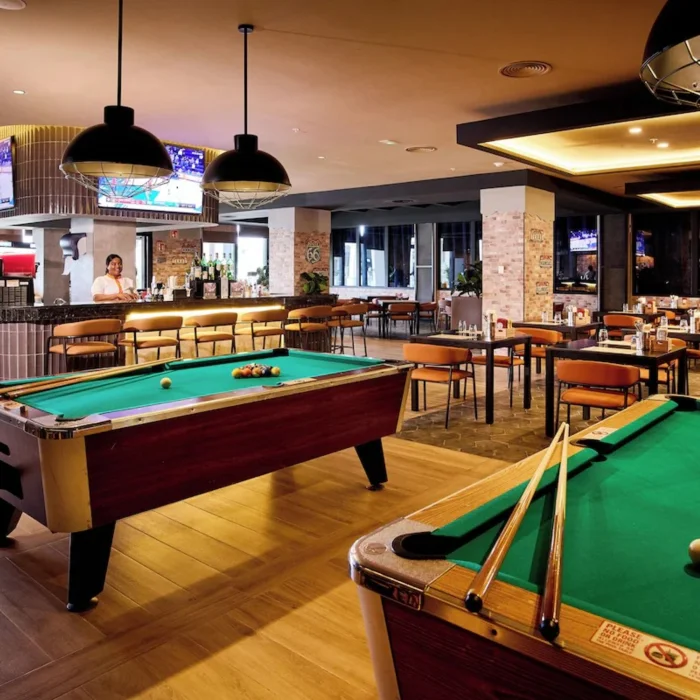 Bar with pool tables at Hotel Riu Negril