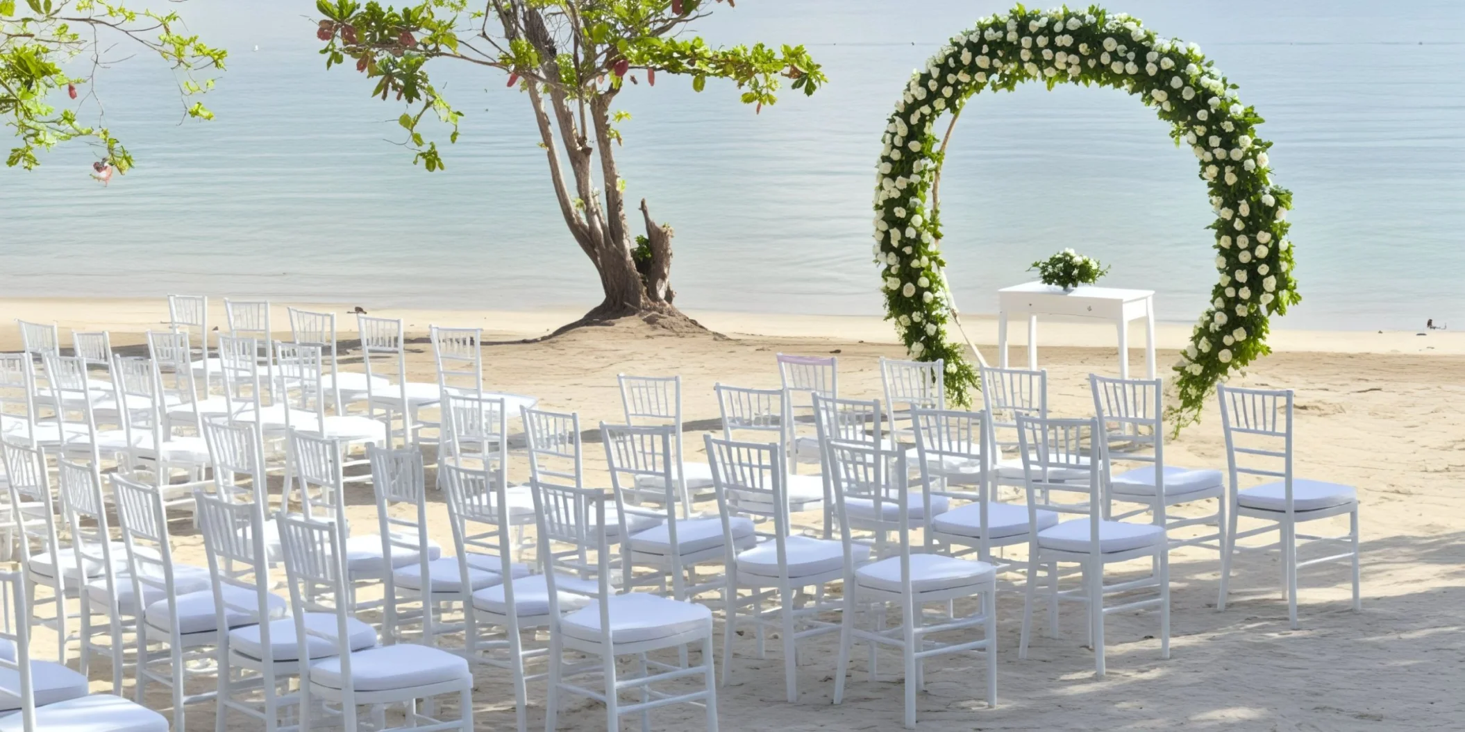 beach wedding setup at Riu Palace Aquarelle Hotel