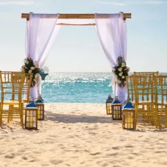 Riu Palace Aquarelle Hotel beach wedding setup