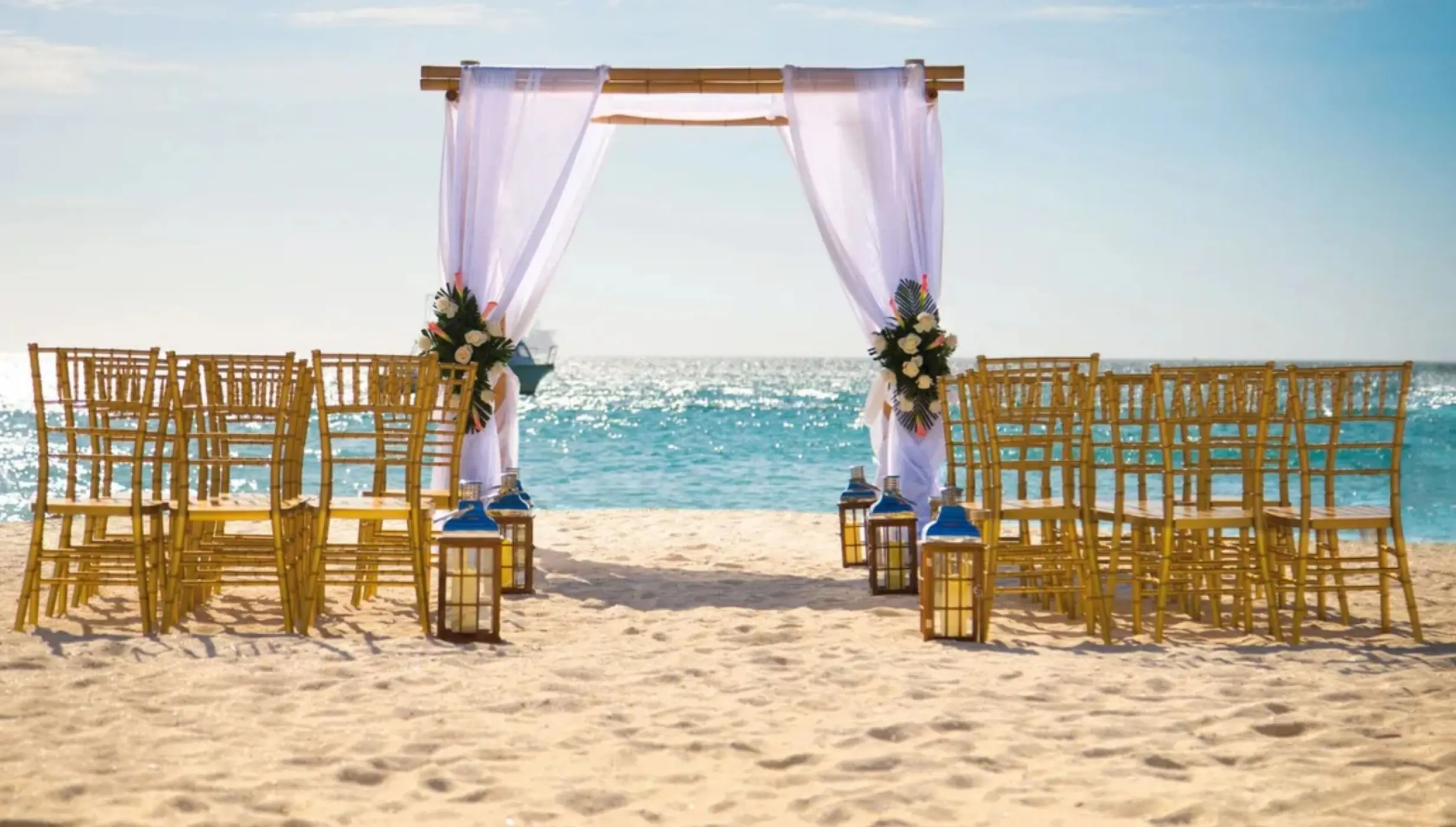 Riu Palace Aquarelle Hotel beach wedding setup