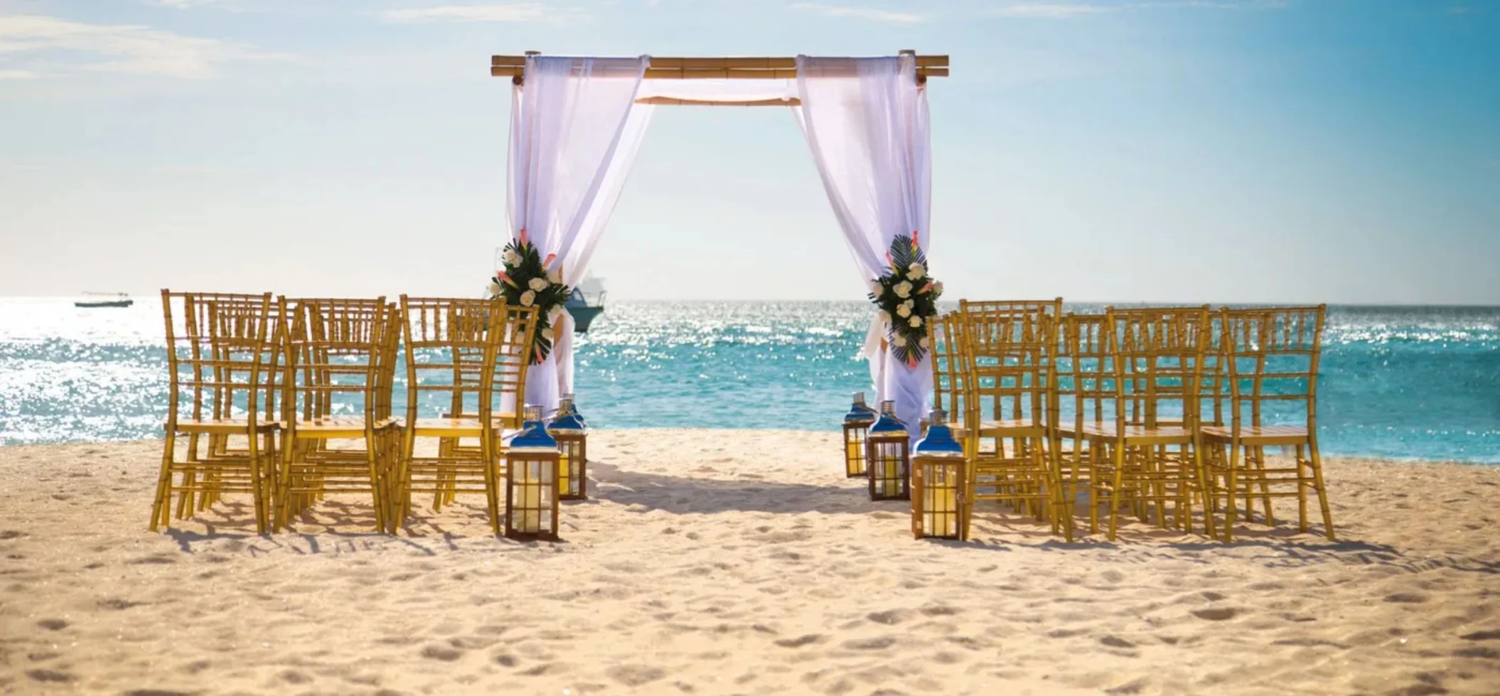 Riu Palace Aquarelle Hotel beach wedding setup