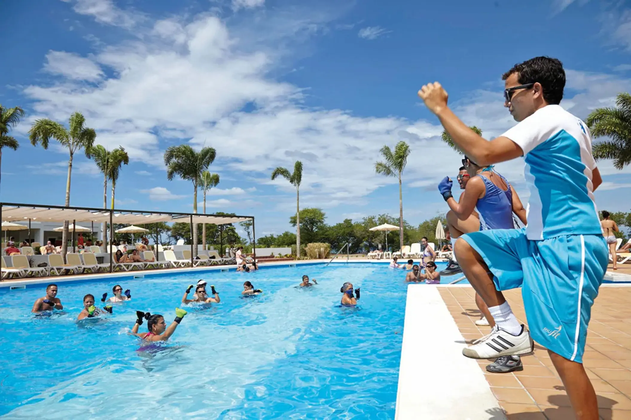 fitness session in the pool at Hotel Riu Palace Costa Rica