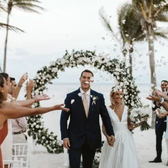 bride groom and guests at riu reggae