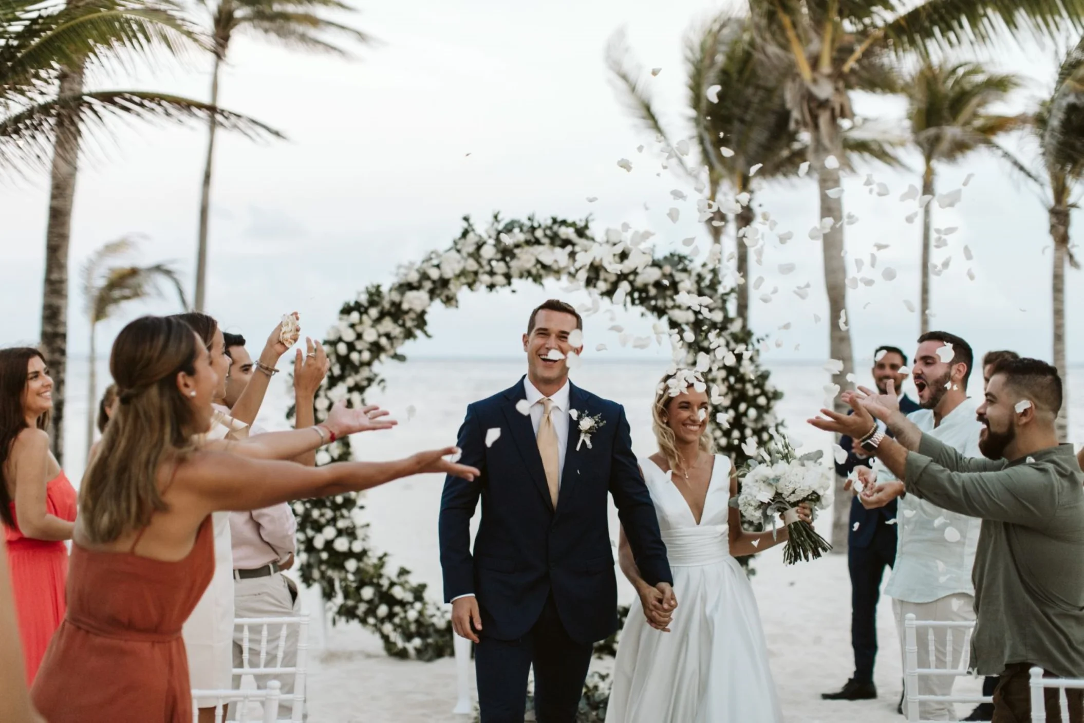 bride groom and guests at riu reggae