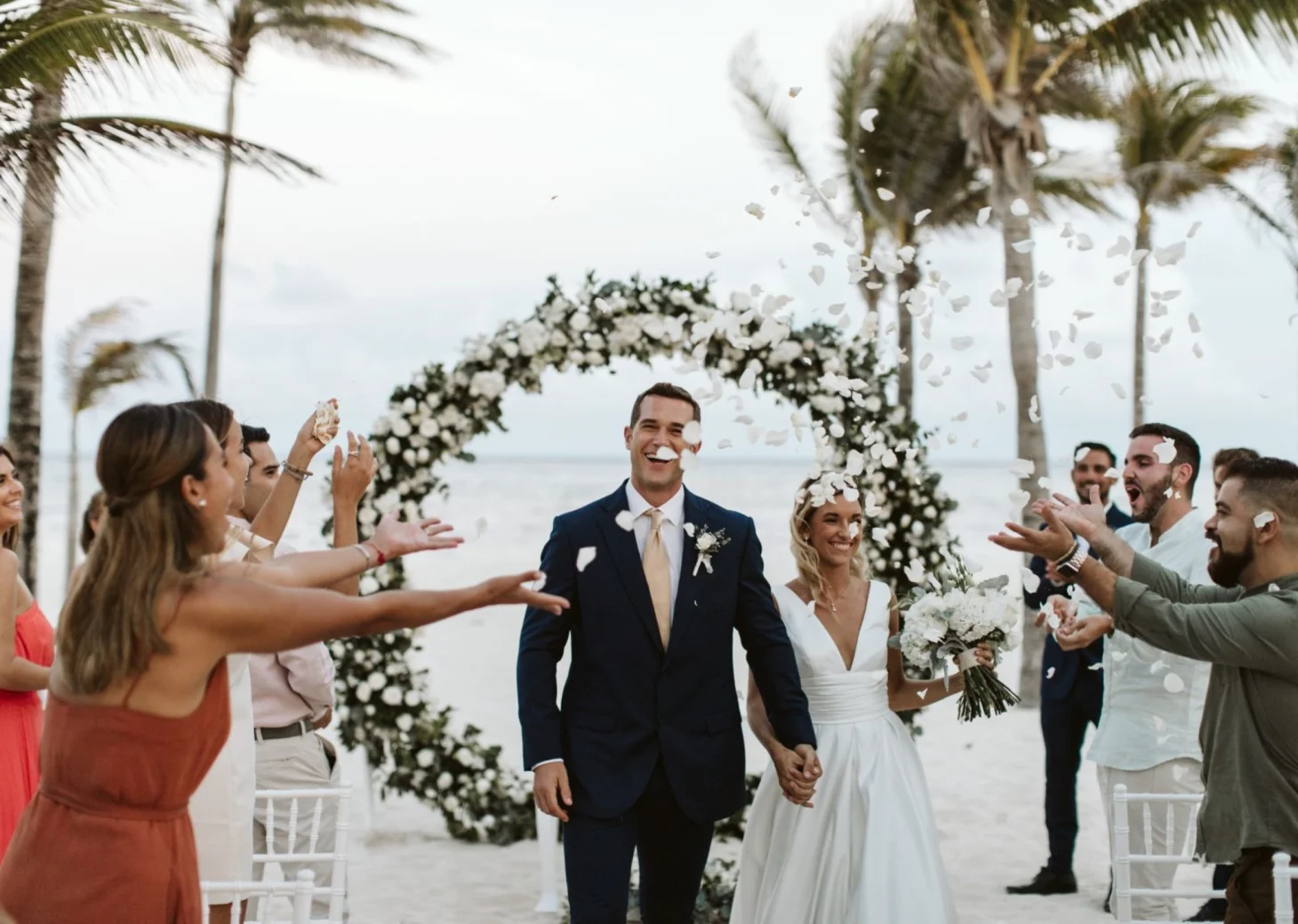 bride groom and guests at riu reggae