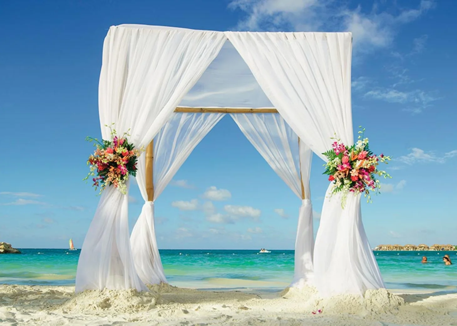 wedding ceremony setup on the beach at Hotel Riu Reggae