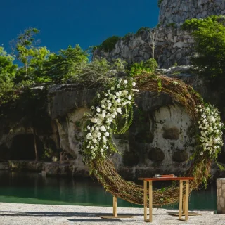 Ceremony on the playon at Hotel Xcaret Mexico