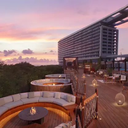 Sunken fire pit deck at Hyatt Vivid Grand Island, Cancun