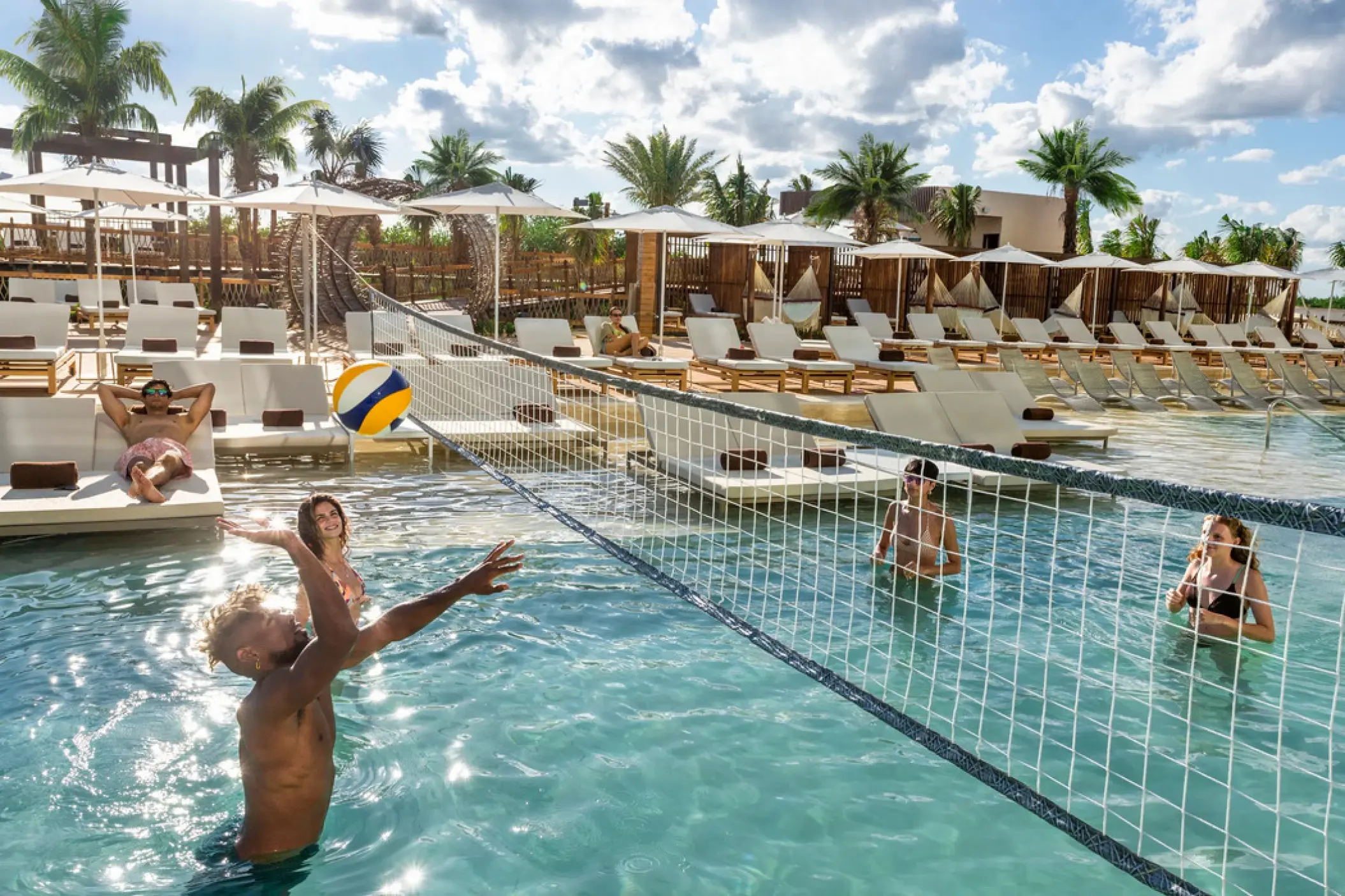 Pool volleyball game at Hyatt Vivid Grand Island, Cancun