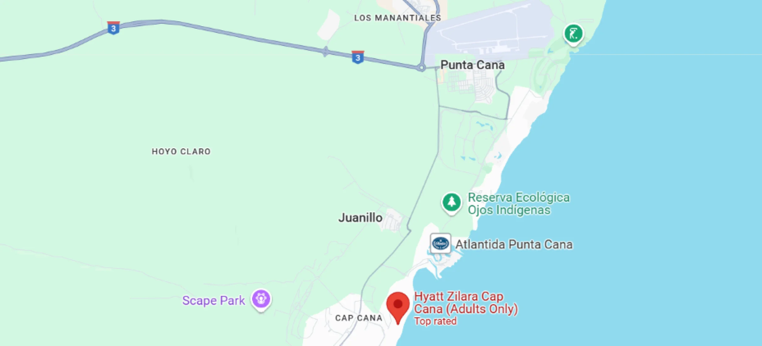 map showing location of Hyatt Zilara Cap Cana in Dominican Republic
