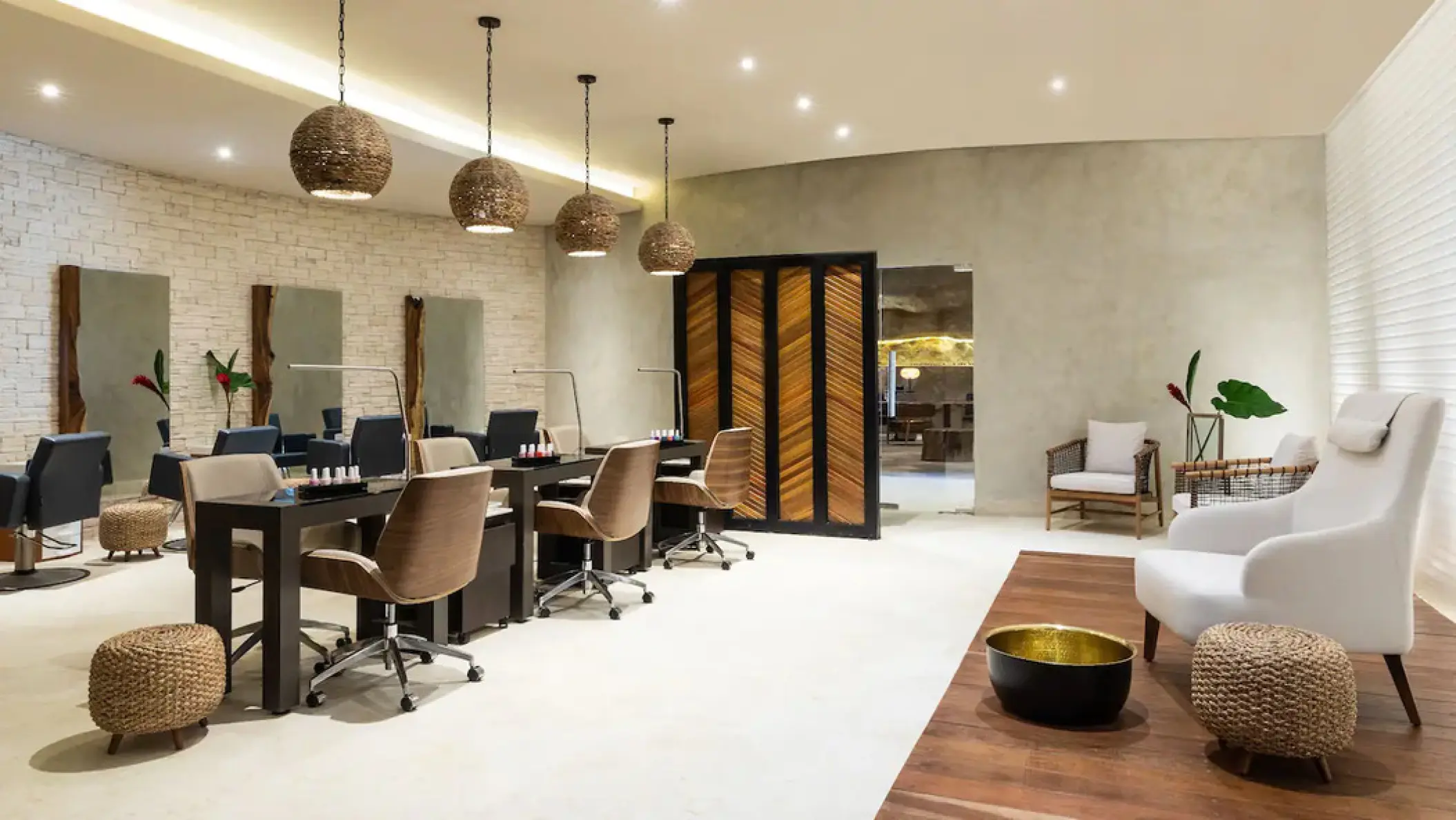 Modern beauty salon and nail stations at Hyatt Zilara Cap Cana, Punta Cana
