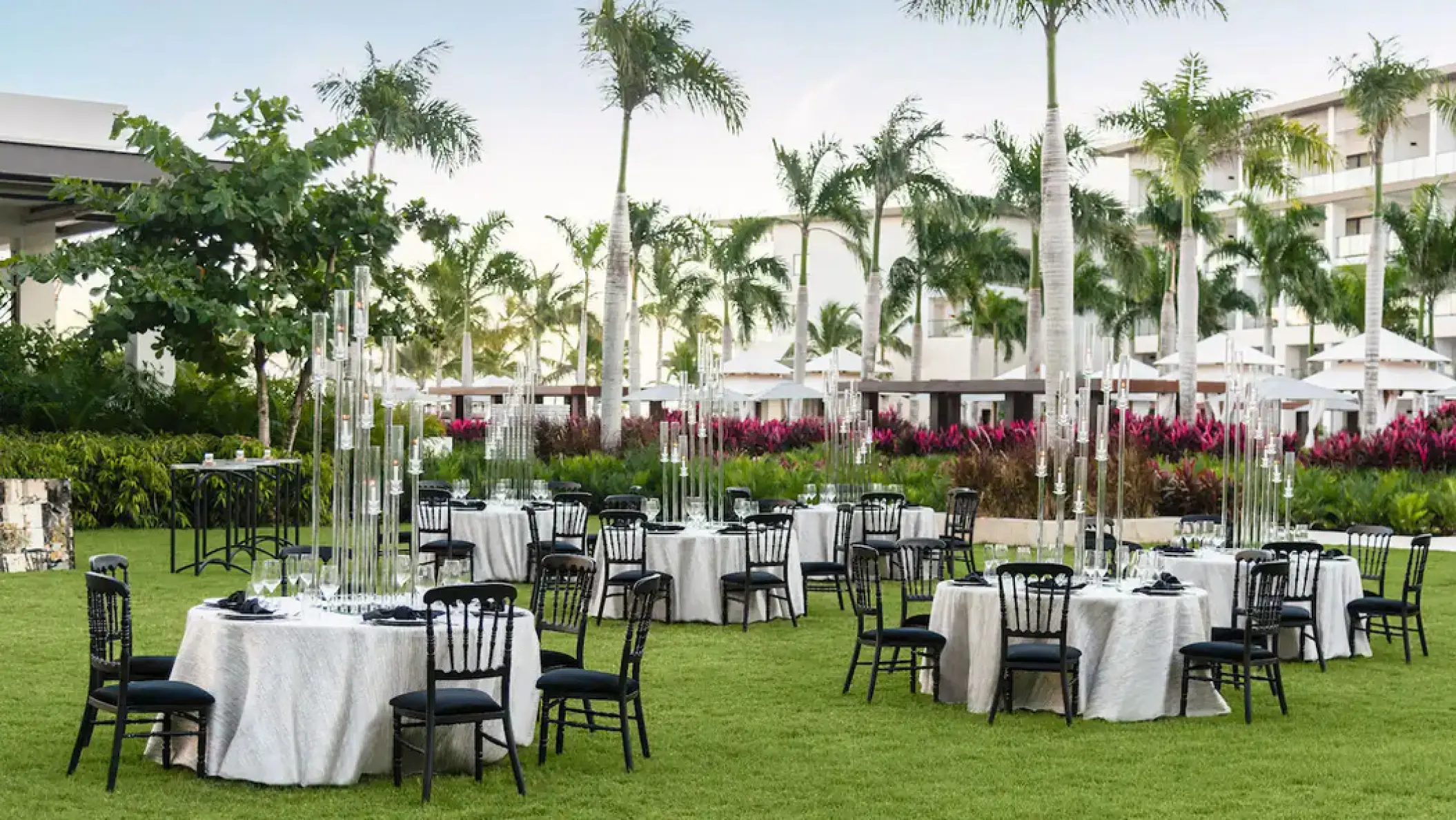 Waves Lawn wedding reception setup at Hyatt Zilara Cap Cana, Punta Cana