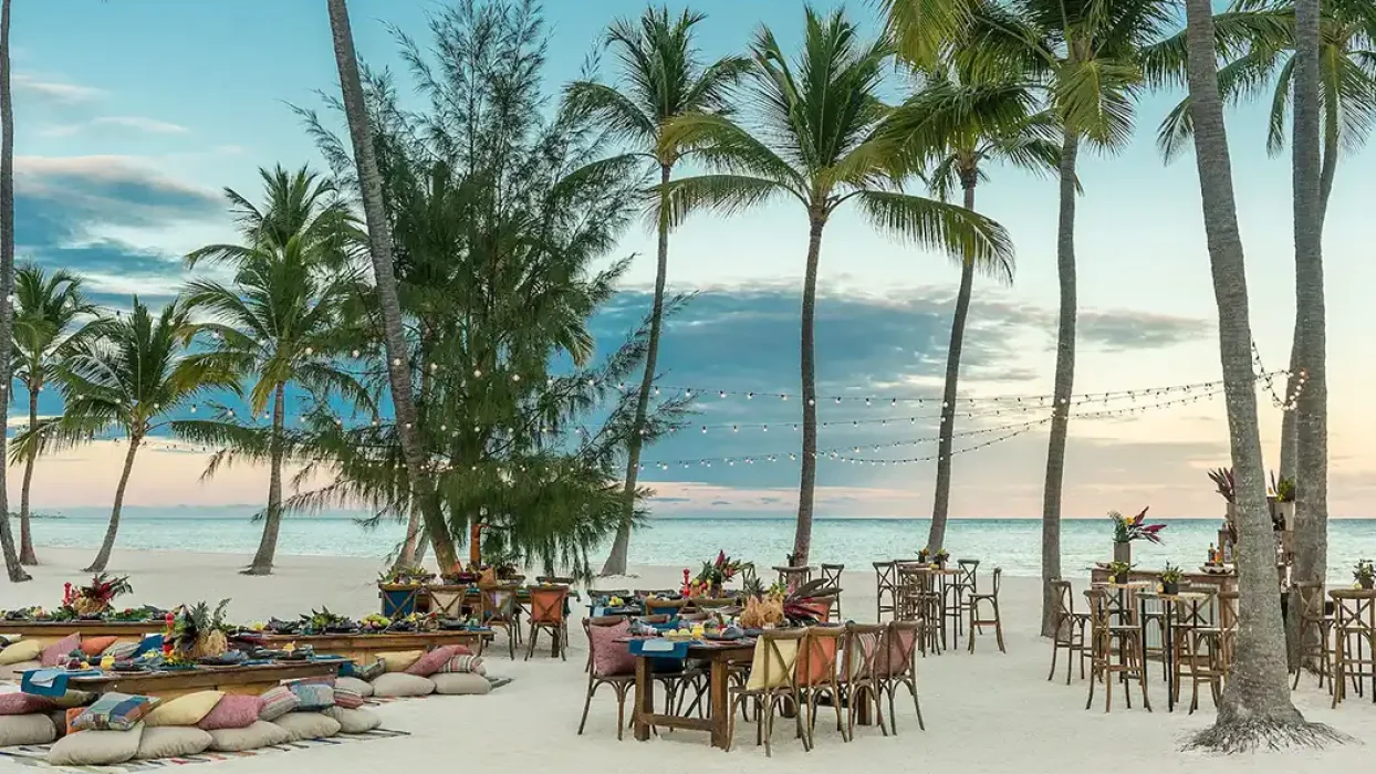 Dinner reception at the beach wedding venue at Hyatt Zilara Riviera Maya