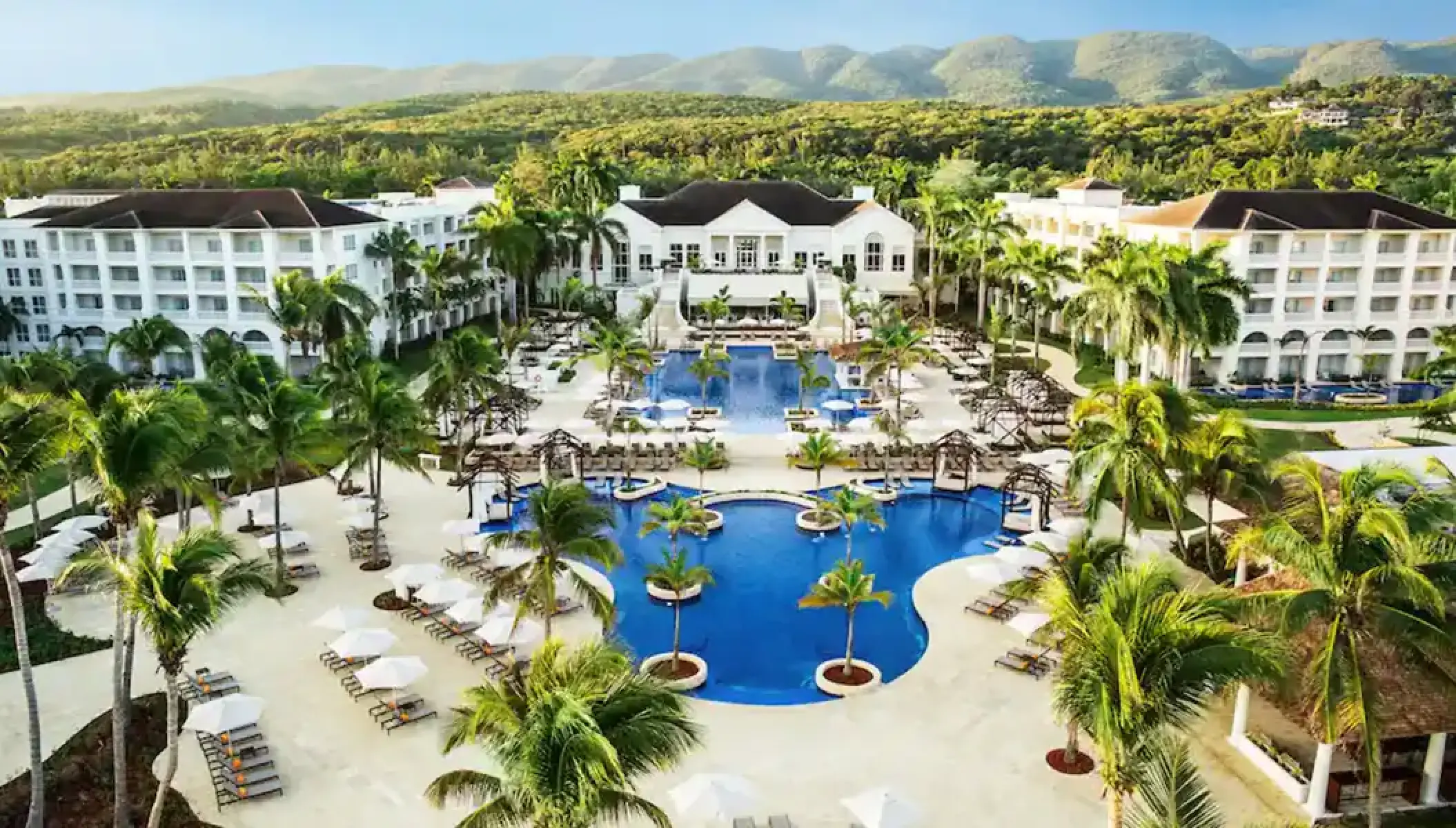 Aerial view of Hyatt Zilara Rose Hall pool area and tropical grounds, Montego Bay