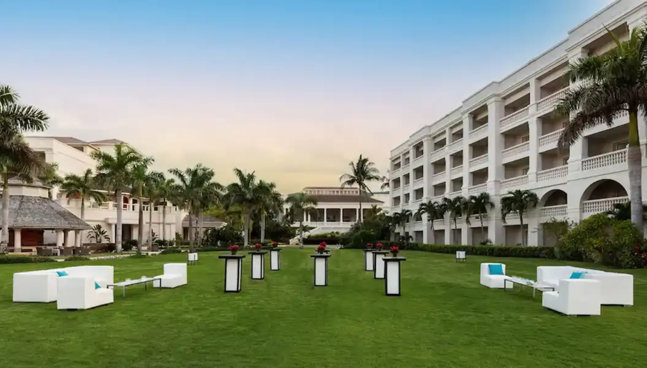 Cocktail reception setup on the East Lawn at Hyatt Zilara Rose Hall, Montego Bay