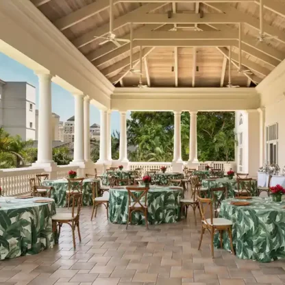 Dinner reception in the grand ballroom terrace at Hyatt Zilara Rose hall