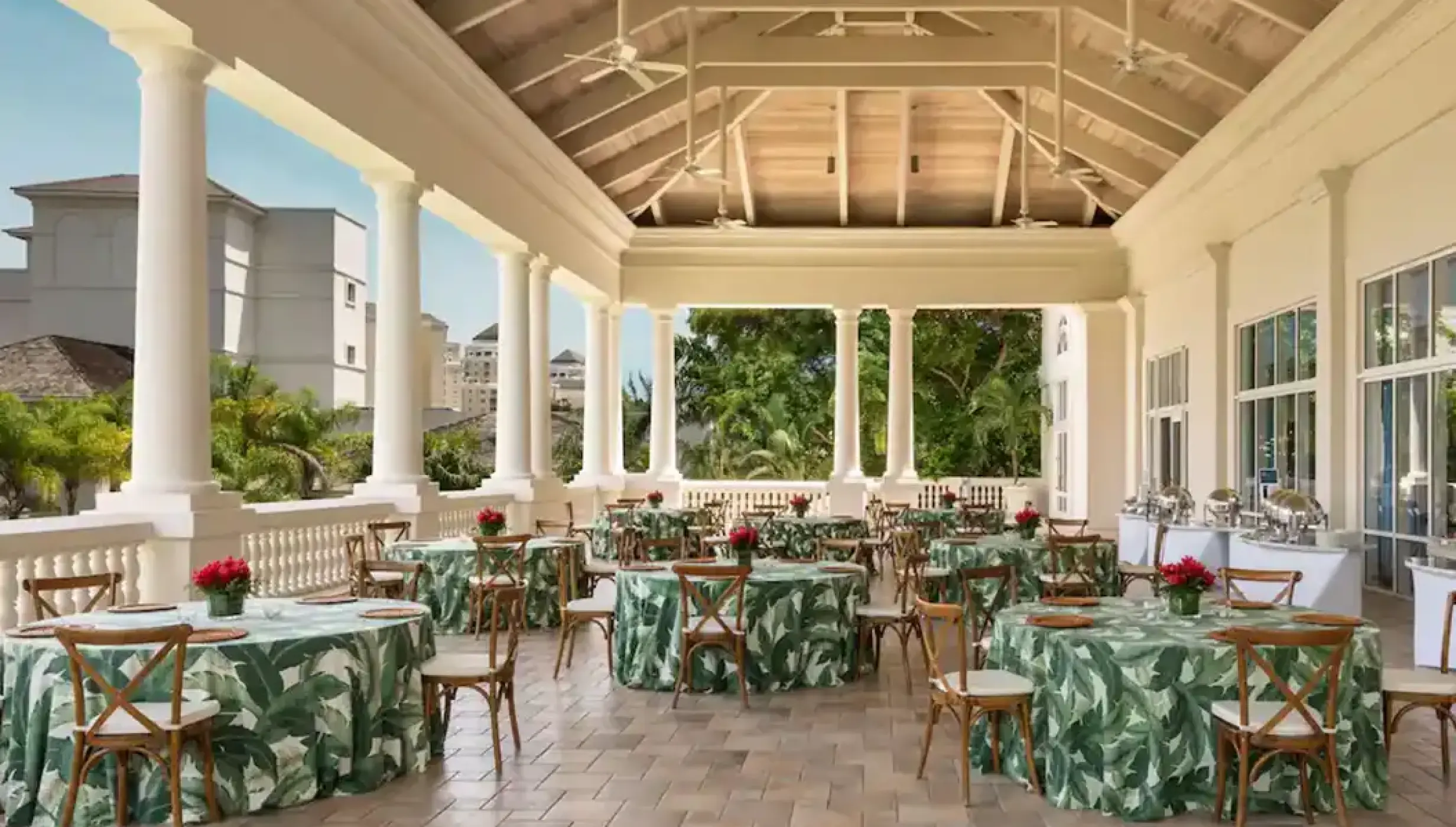 Dinner reception in the grand ballroom terrace at Hyatt Zilara Rose hall