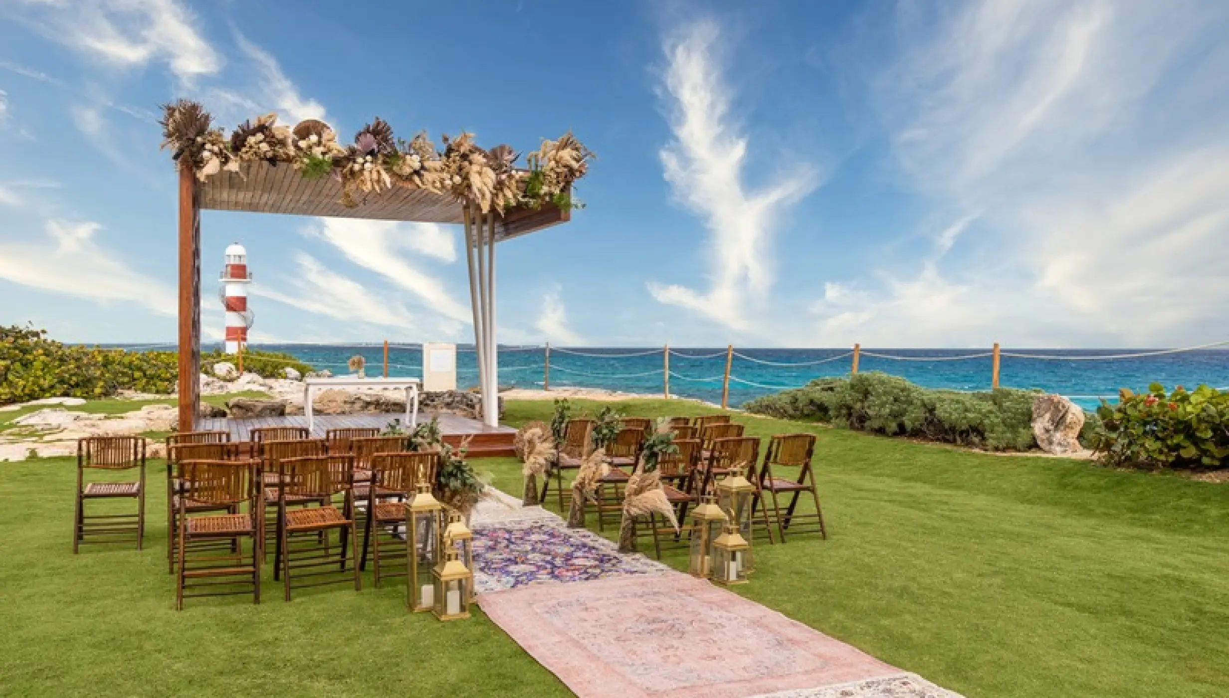 Hyatt Ziva Cancun lighthouse terrace wedding venue.