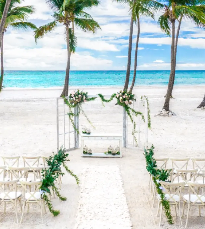 Beachfront wedding ceremony setup at Hyatt Ziva Cap Cana, Punta Cana