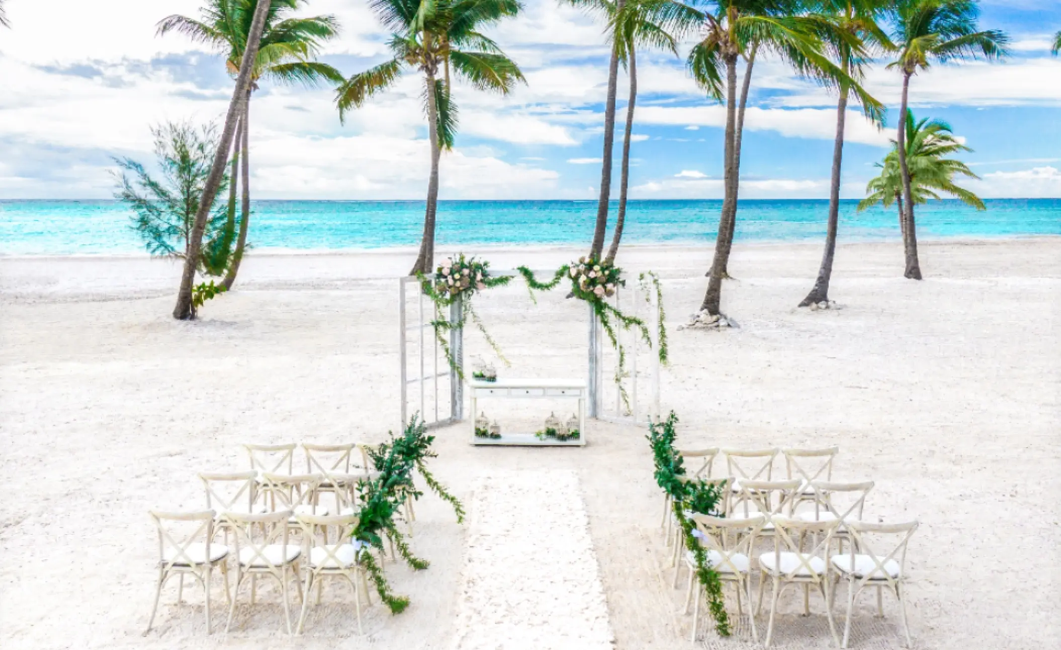 Beachfront wedding ceremony setup at Hyatt Ziva Cap Cana, Punta Cana