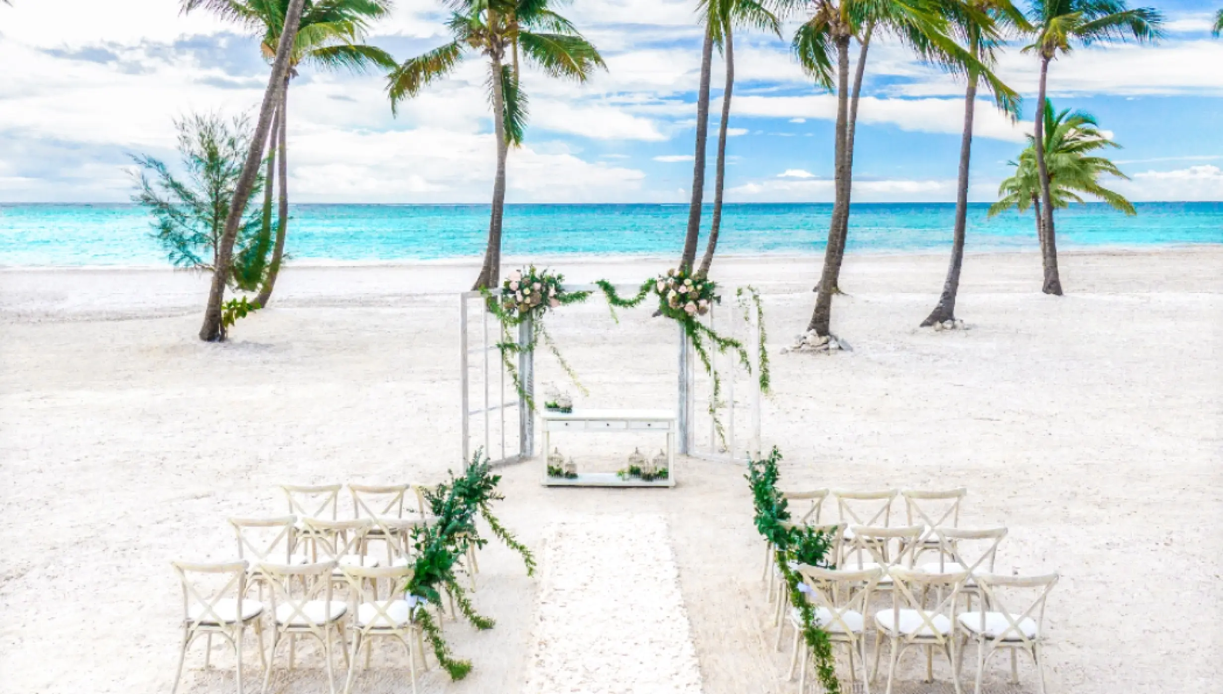 Beachfront wedding ceremony setup at Hyatt Ziva Cap Cana, Punta Cana