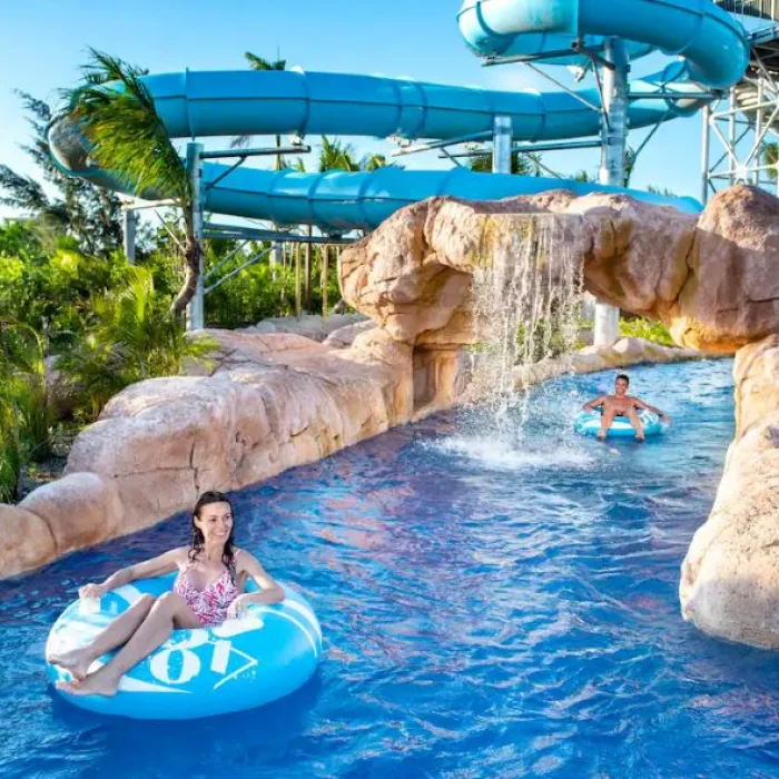 couple in the lazy river at Hyatt Ziva Cap Cana