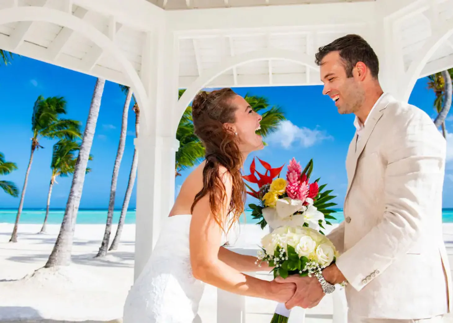 bride and groom at the gazebo venue at Hyatt Ziva Cap Cana