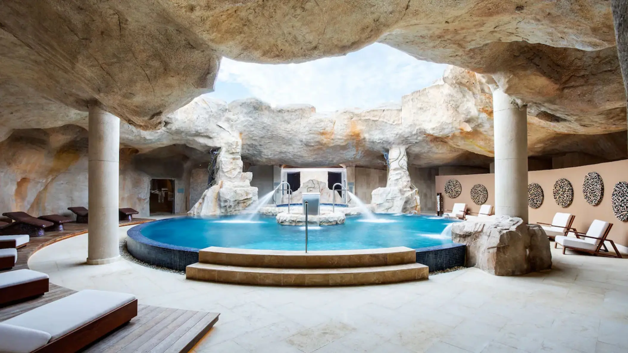 Larimar Spa hydrotherapy pool inside a cenote-inspired cave at Hyatt Ziva Cap Cana, Punta Cana