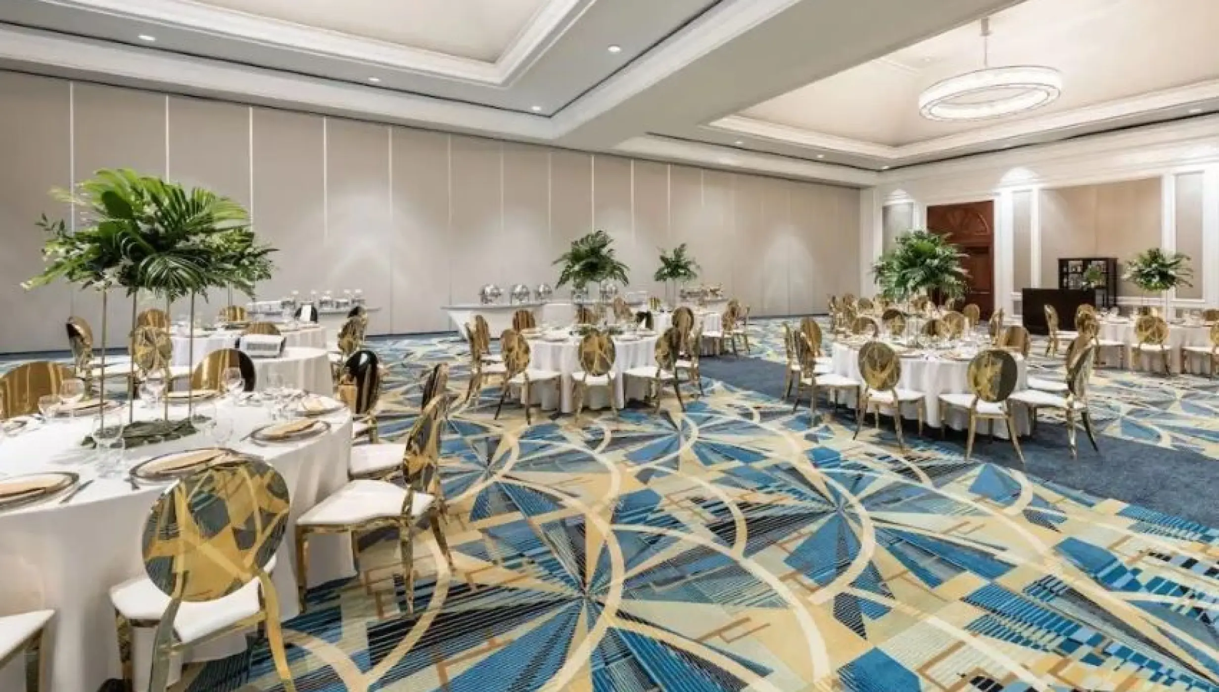 Indoor wedding reception in the Grand Ballroom at Hyatt Ziva Rose Hall, Montego Bay