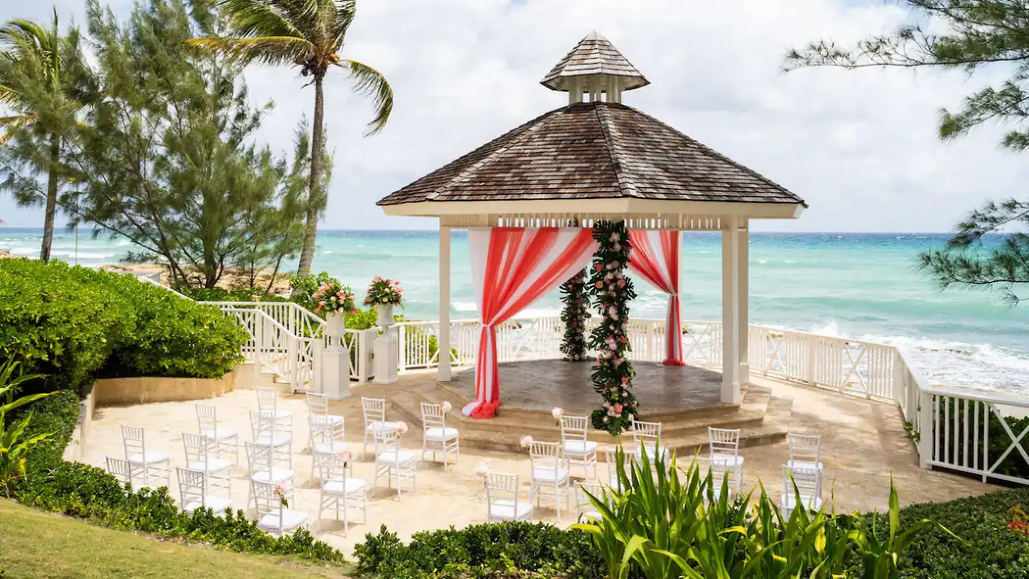 Oceanfront wedding ceremony at the Hyatt Ziva Rose Hall gazebo, Montego Bay