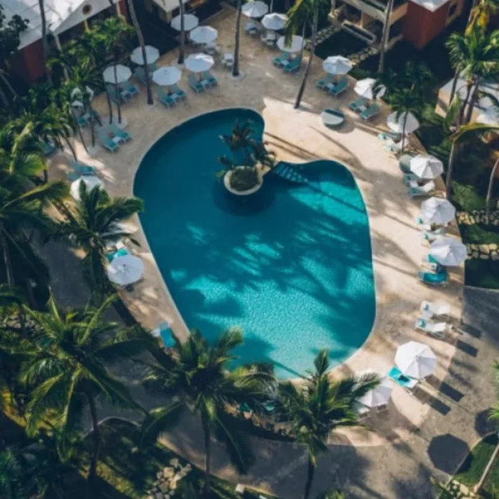 aerial image of pool at Iberostar Selection Bavaro Suites