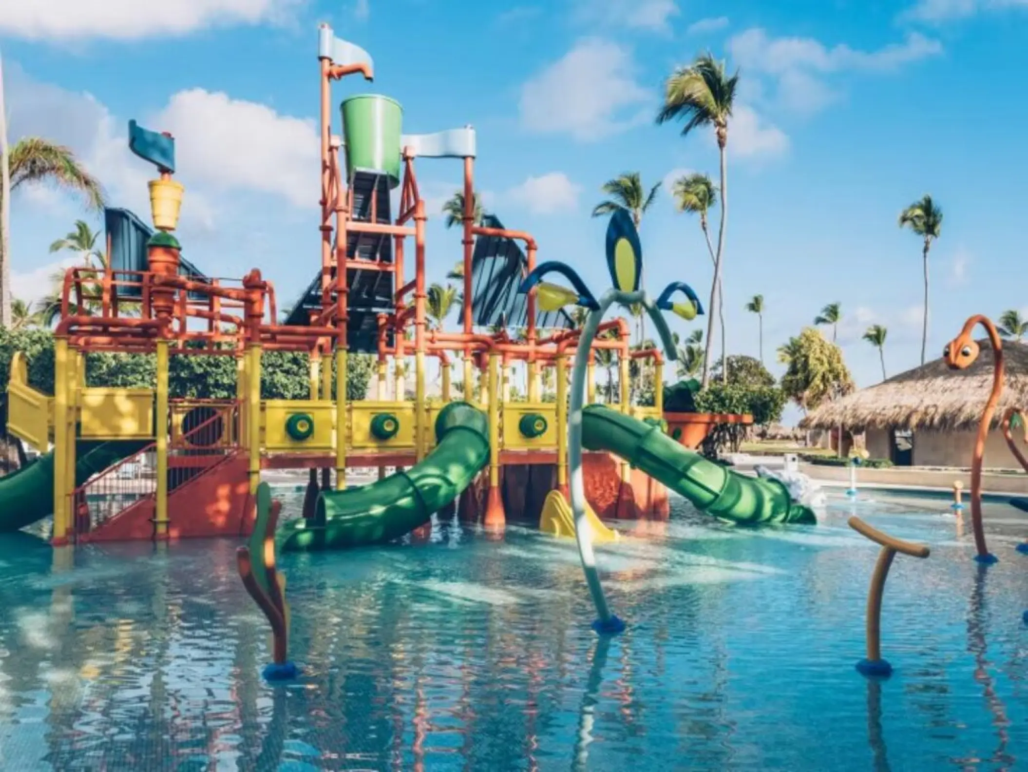 Children's water park and splash pool with slides at Iberostar Selection Bavaro, Punta Cana