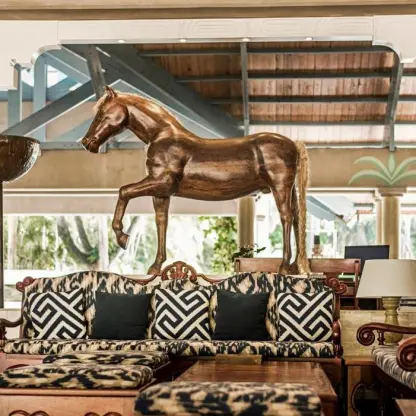 La Yola lobby lounge and horse statue at Iberostar Selection Bavaro, Punta Cana