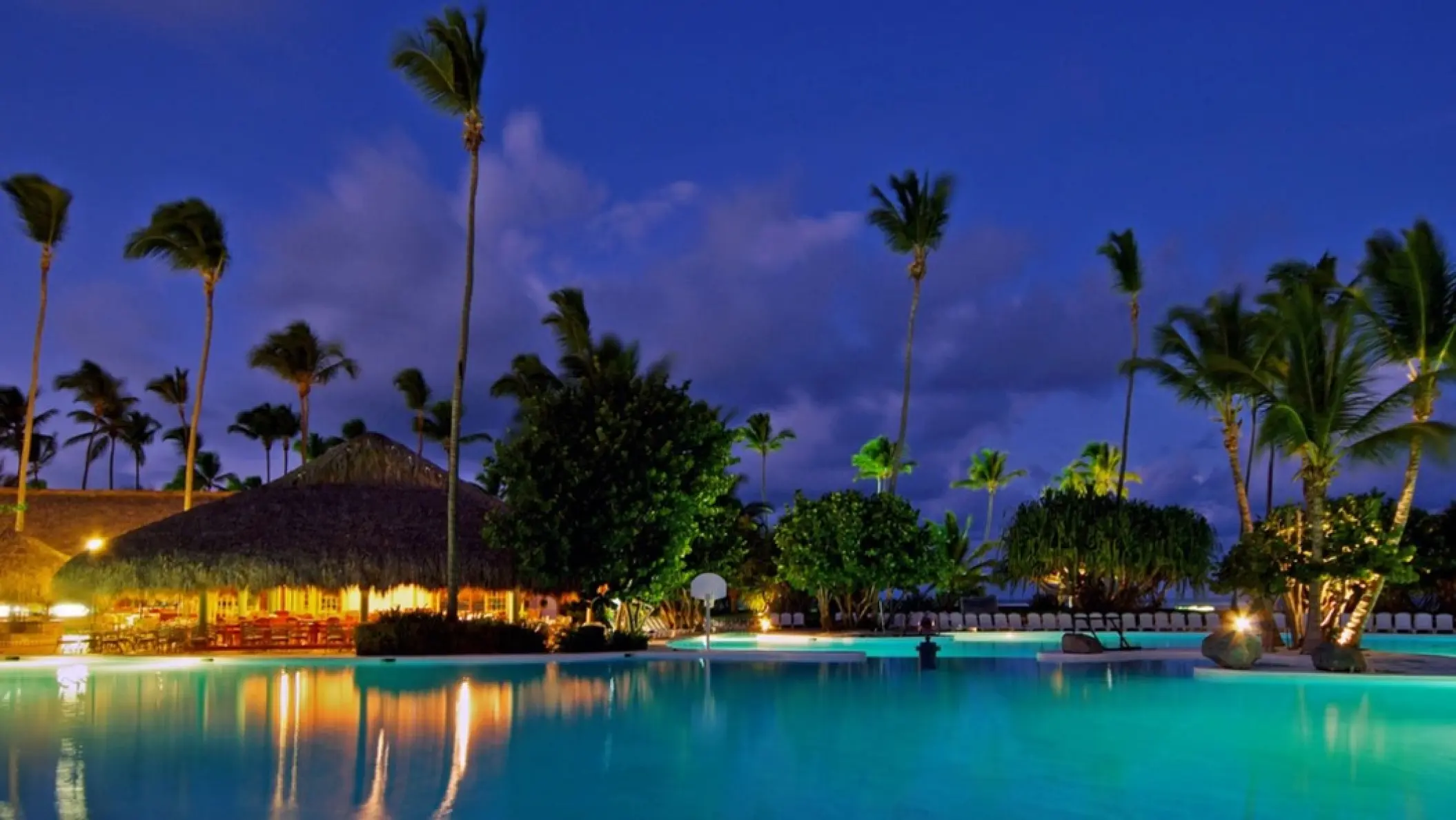 Iberostar Selection Bavaro swimming pool at night, Punta Cana