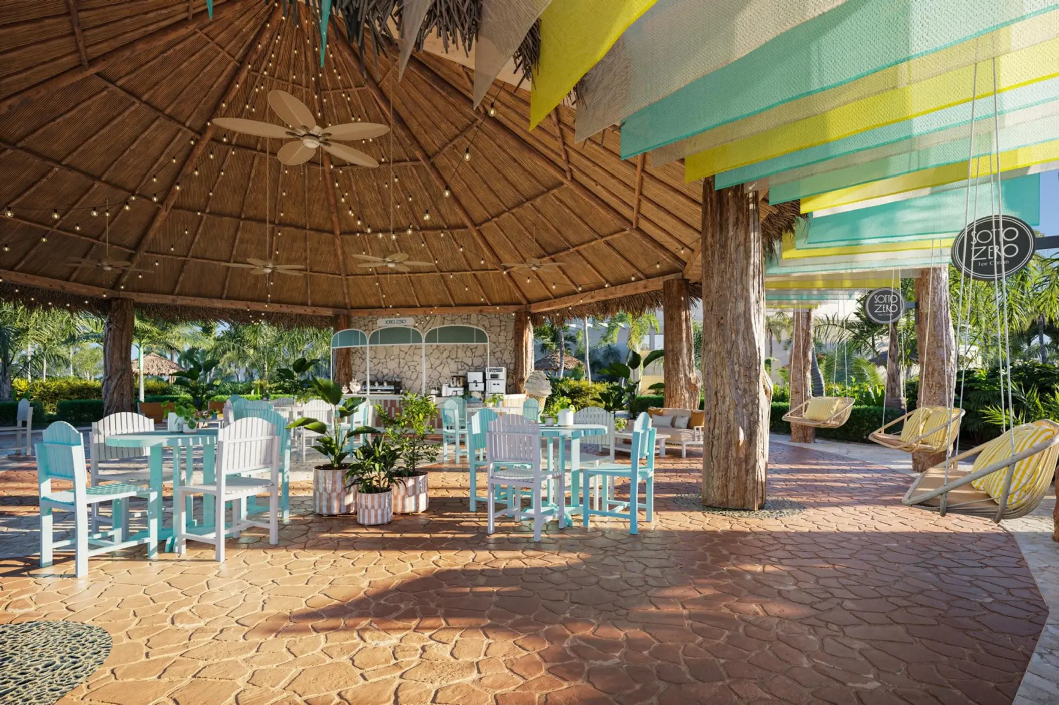 Ice cream parlor under a palapa roof at Iberostar Selection Riviera Cancun, Cancun
