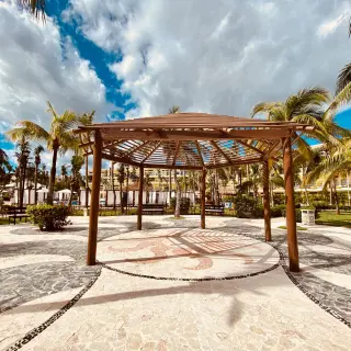 Wooden gazebo on the Plaza del Sol terrace at Iberostar Selection Riviera Cancun, Cancun