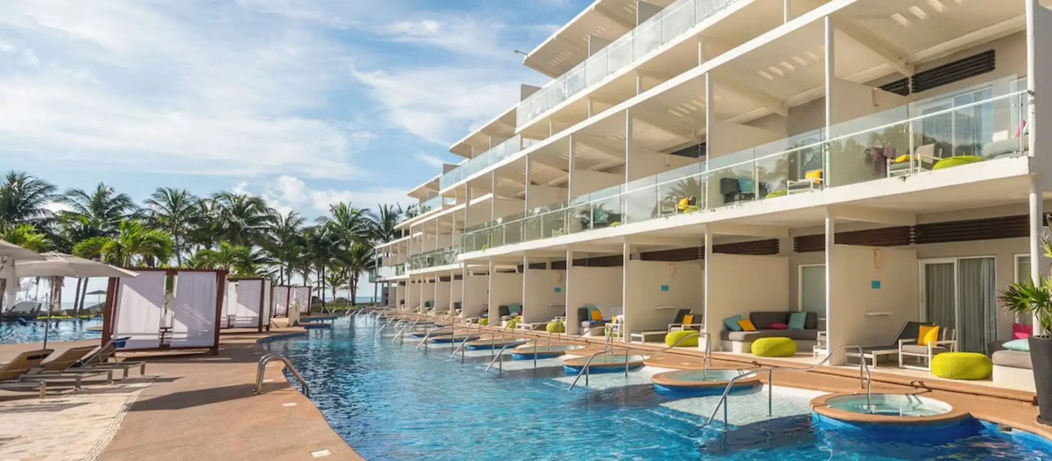 Swim-out suites with private terraces and pool access at Iberostar Selection Riviera Cancun, Cancun