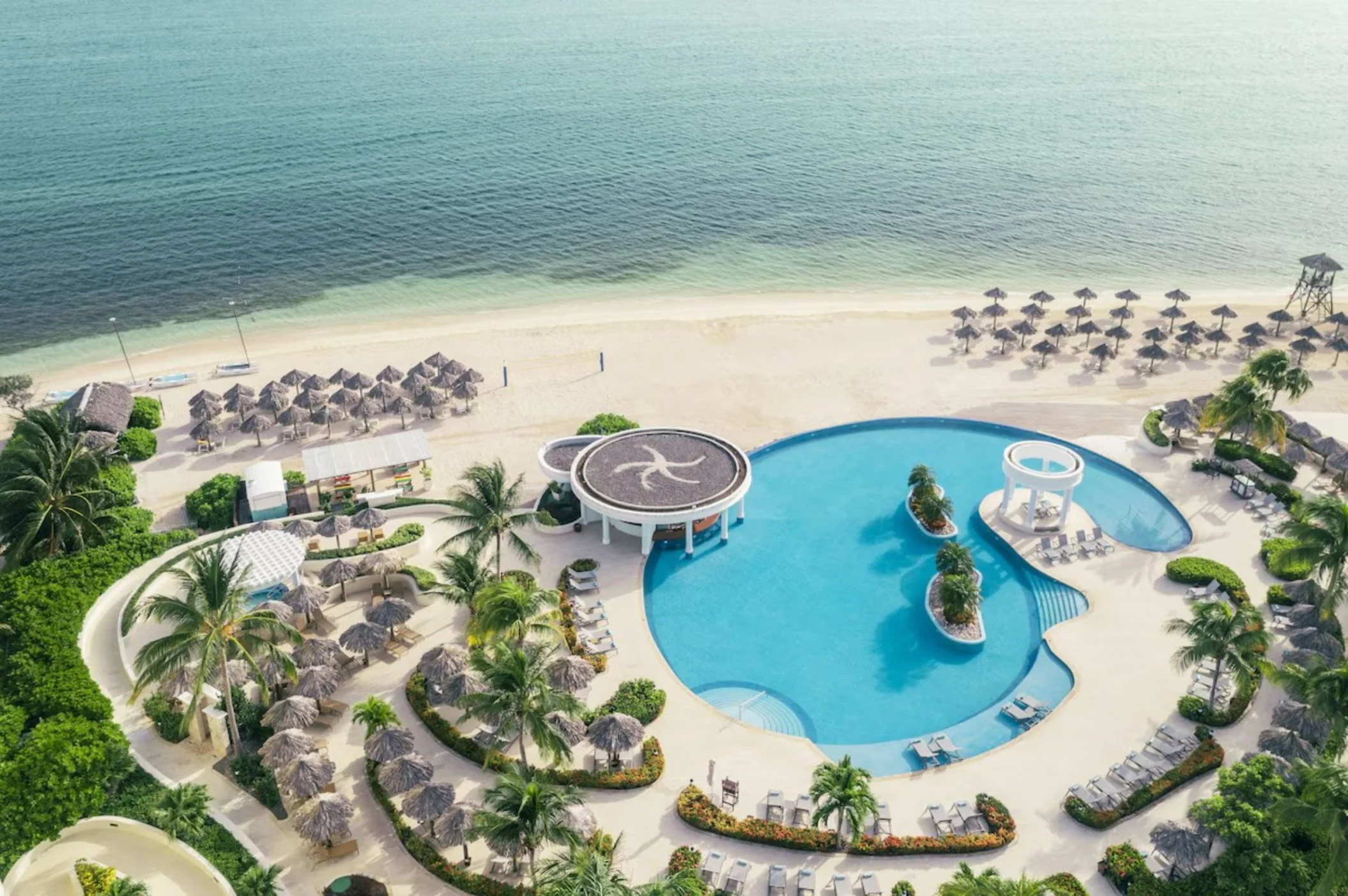 aerial view of the pool and beach at Iberostar Selection Rose Hall Suites
