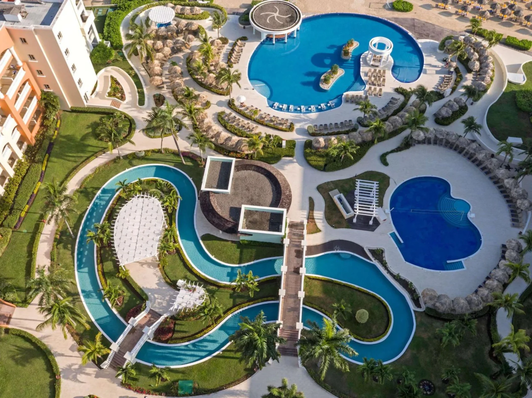 aerial view of the pools and lazy river at Iberostar Selection Rose Hall Suites
