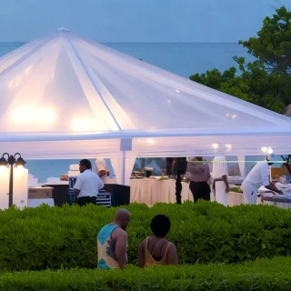Beach venue next to spa hut at Iberostar Selection Rose Hall Suites