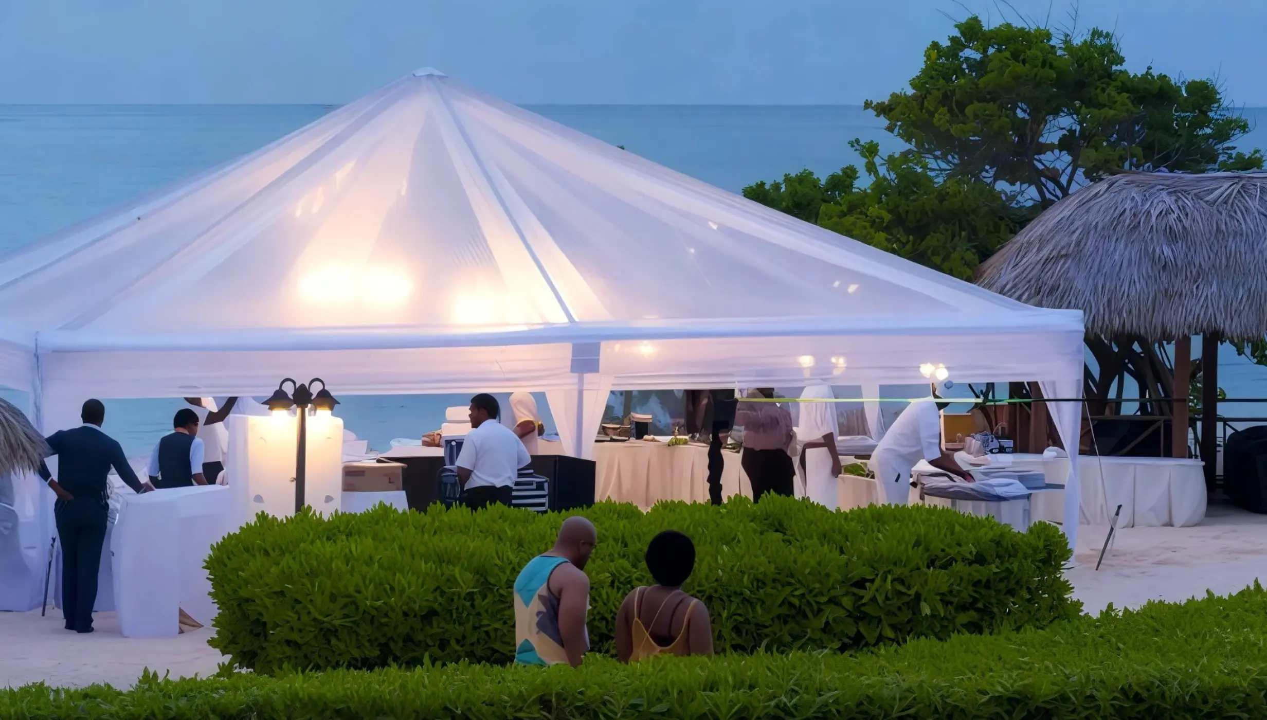 Beach venue next to spa hut at Iberostar Selection Rose Hall Suites