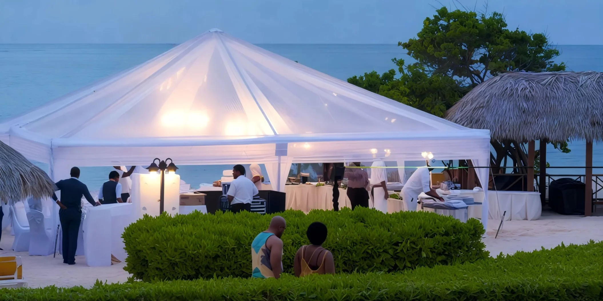 Beach venue next to spa hut at Iberostar Selection Rose Hall Suites