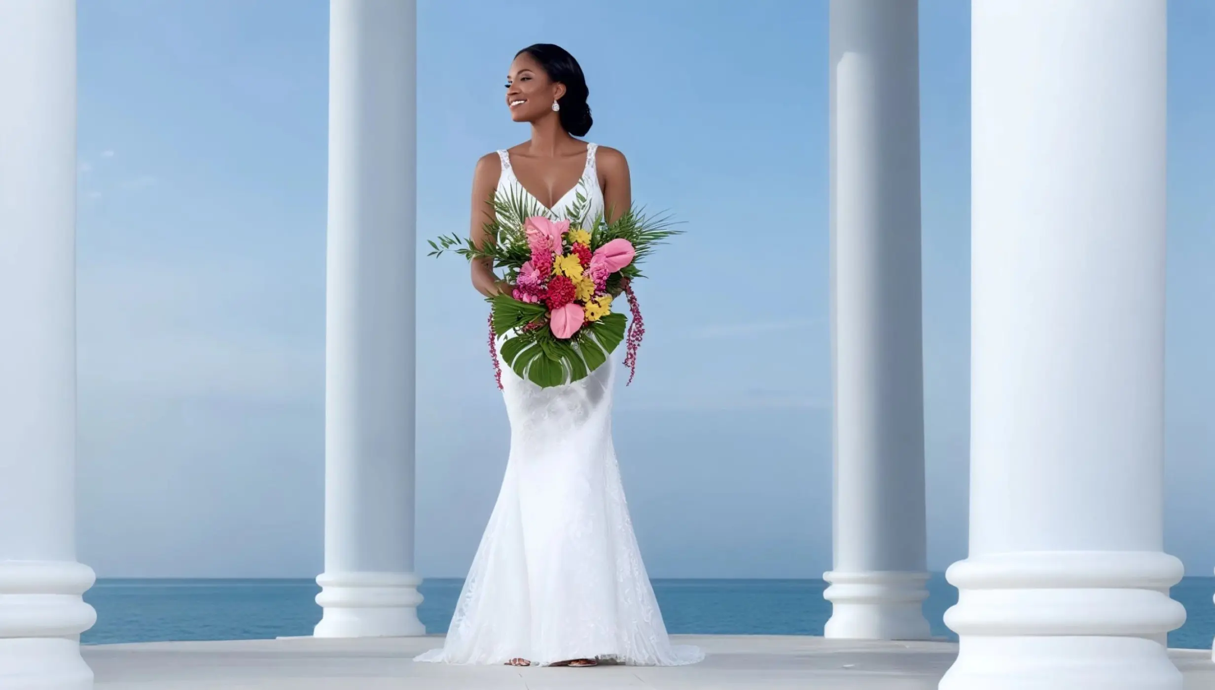 bride at the infinity pool gazebo at Iberostar Selection Rose Hall Suites