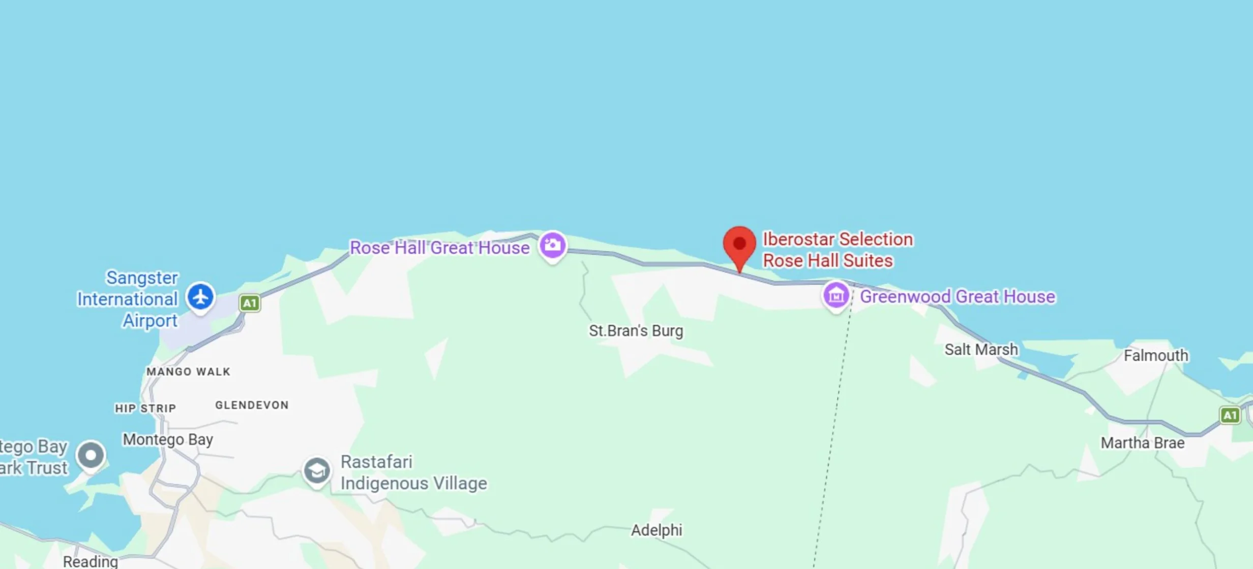 Map showing location of Iberostar Selection Rose Hall Suites in Jamaica